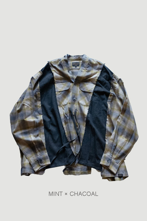 PENDLETON DOCKING WIDE SAMUE SHIRT｜MINT×CHARCOAL