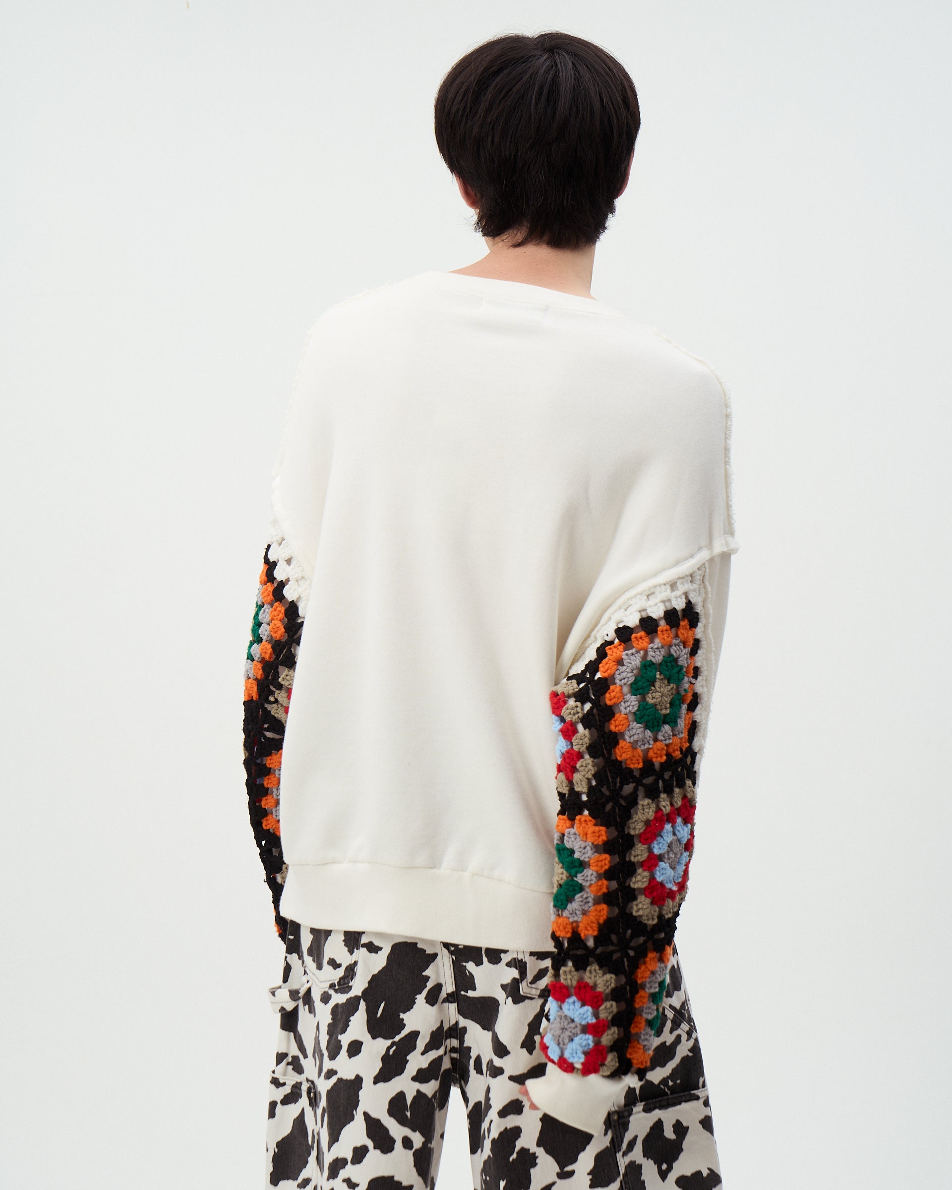 CROCHET SLEEVE SWEAT｜WHITE-thumbmail-3