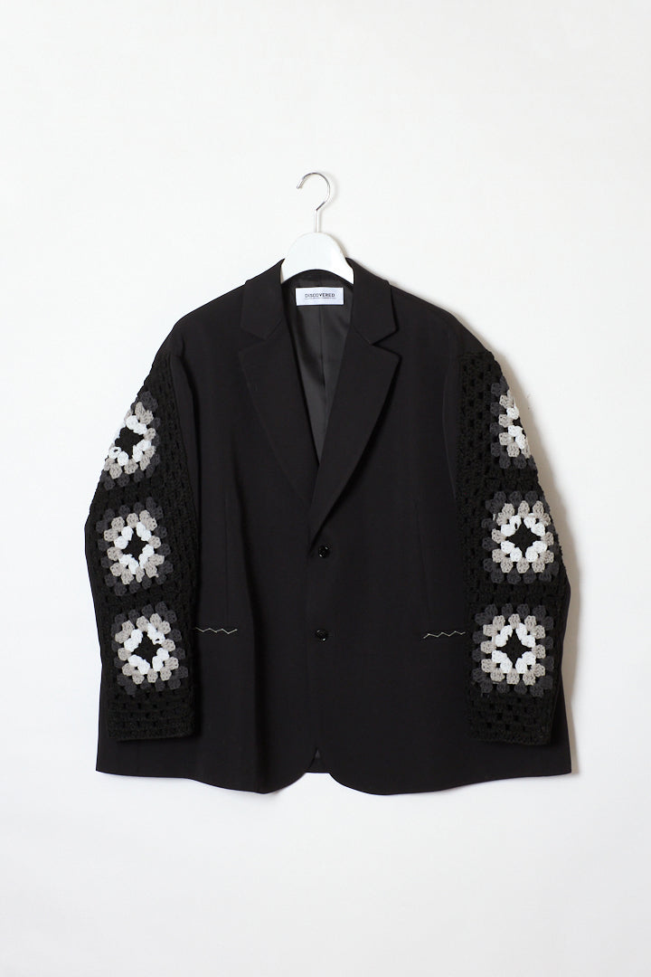 CROCHET SLEEVE JACKET｜BLACK