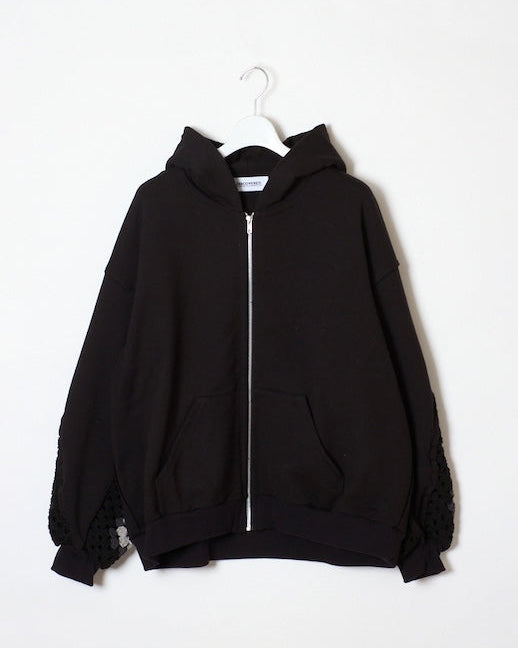CROCHET SLEEVE SWEAT PARKA