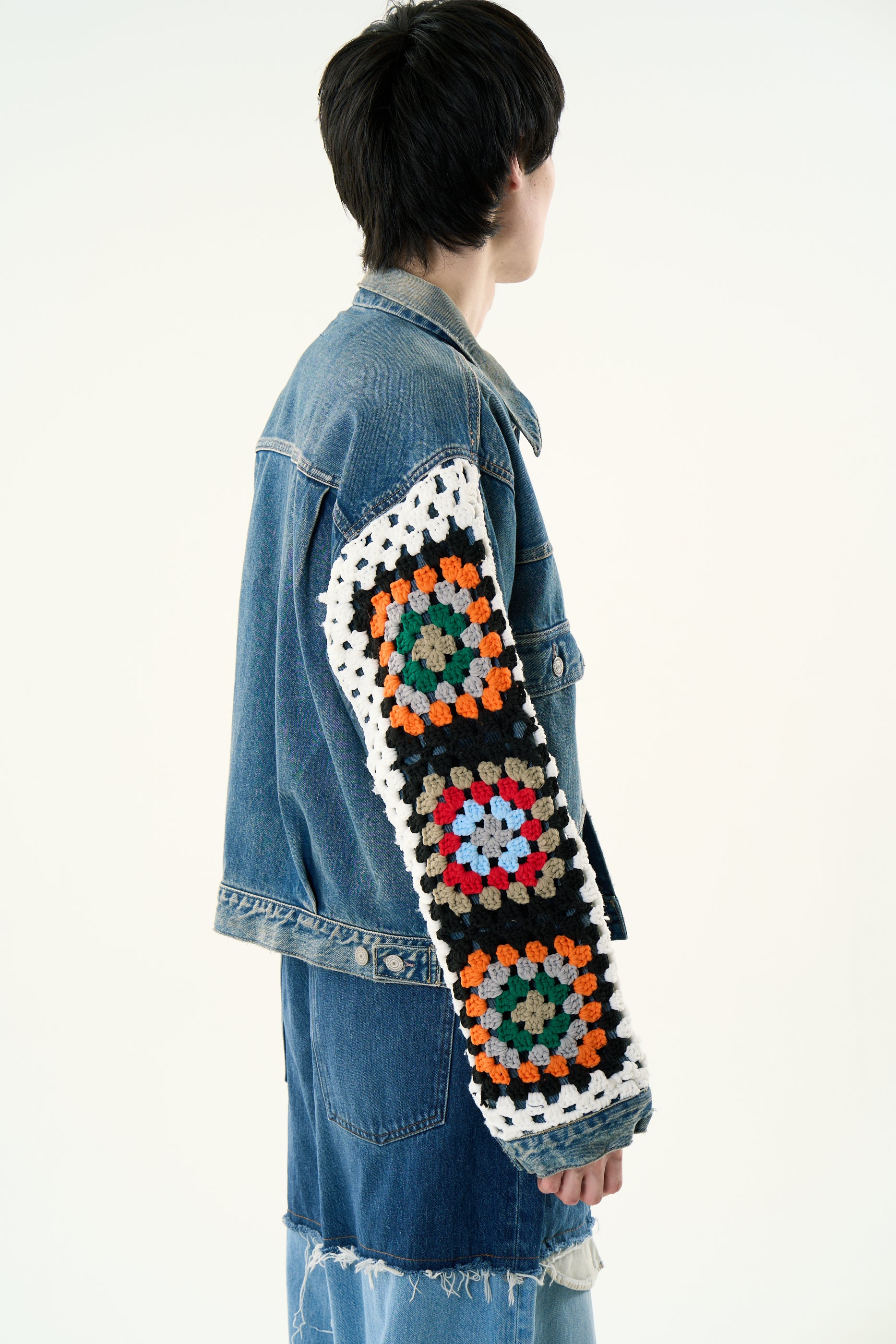 CROCHET DENIM BLOUSON｜BLACK-thumbmail-5