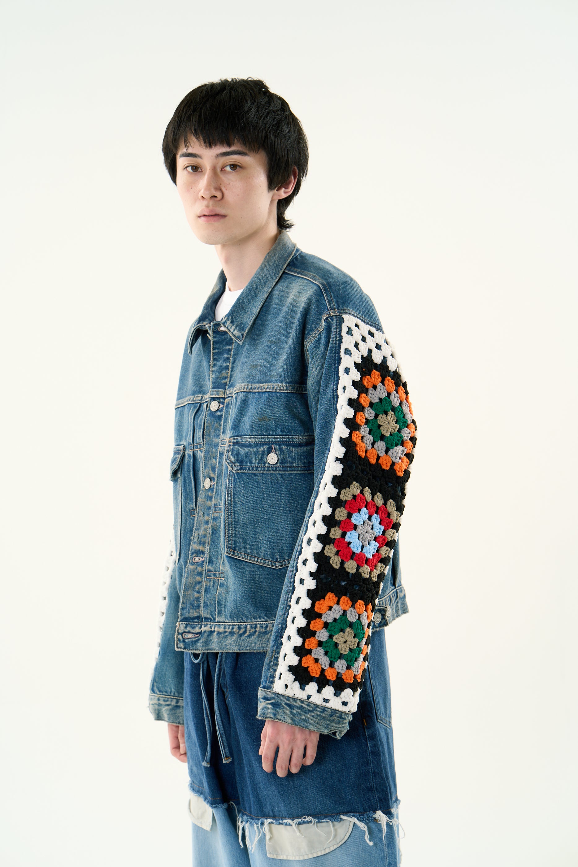 CROCHET DENIM BLOUSON｜BLACK-thumbmail-6