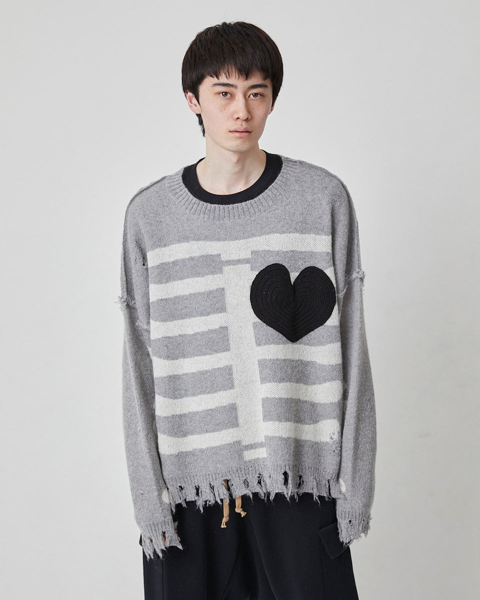 MOHAIR HEART&BONE KNIT｜GRAY– DISCOVERED