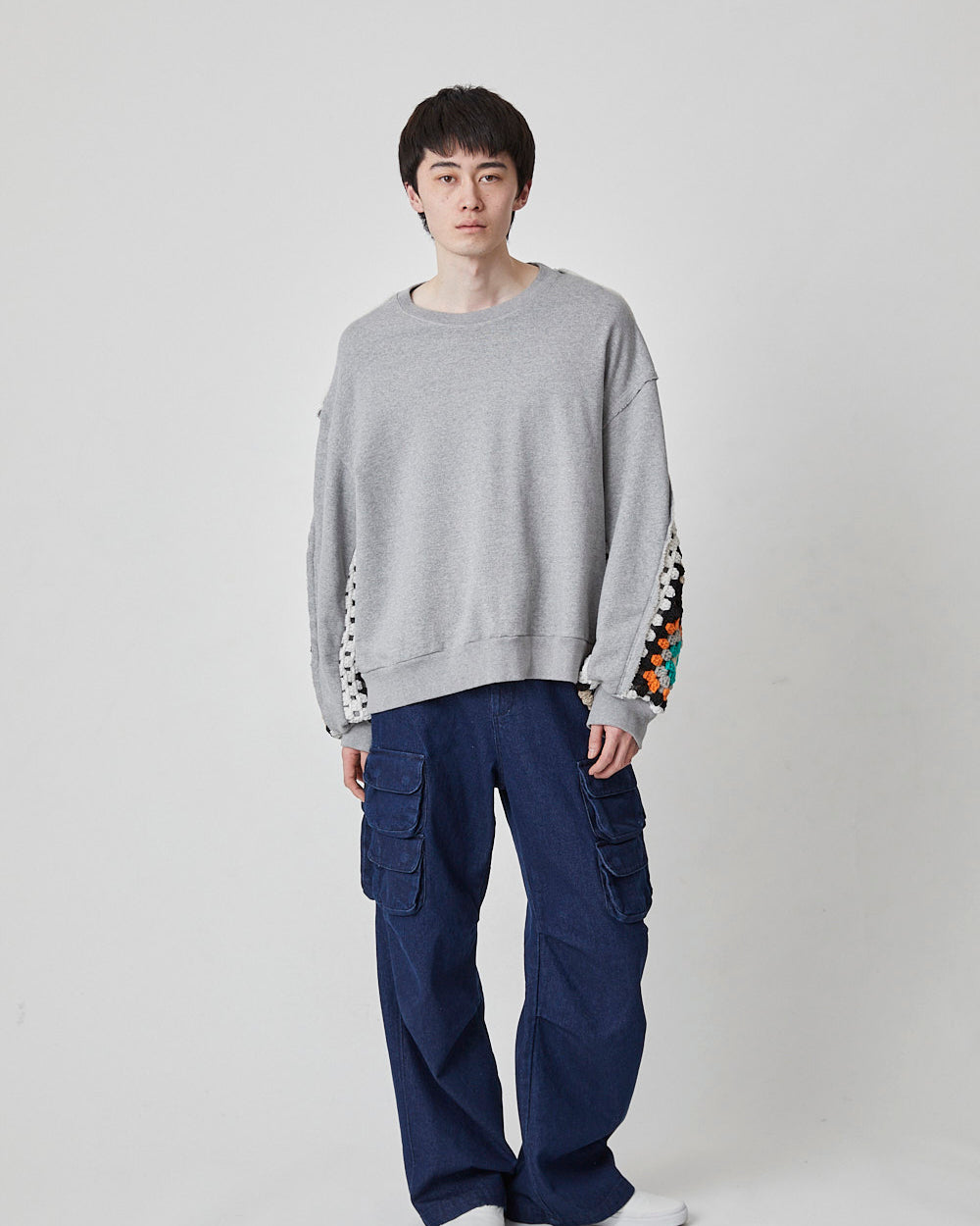 CROCHET SLEEVE SWEAT｜GRAY-thumbmail-2