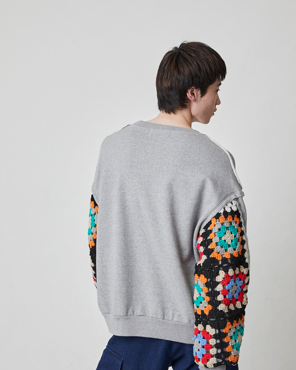 CROCHET SLEEVE SWEAT｜GRAY-thumbmail-4