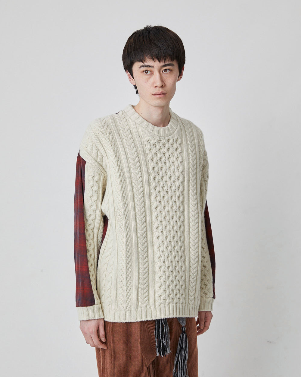 P KNIT MIX SHIRT｜O.WHITE