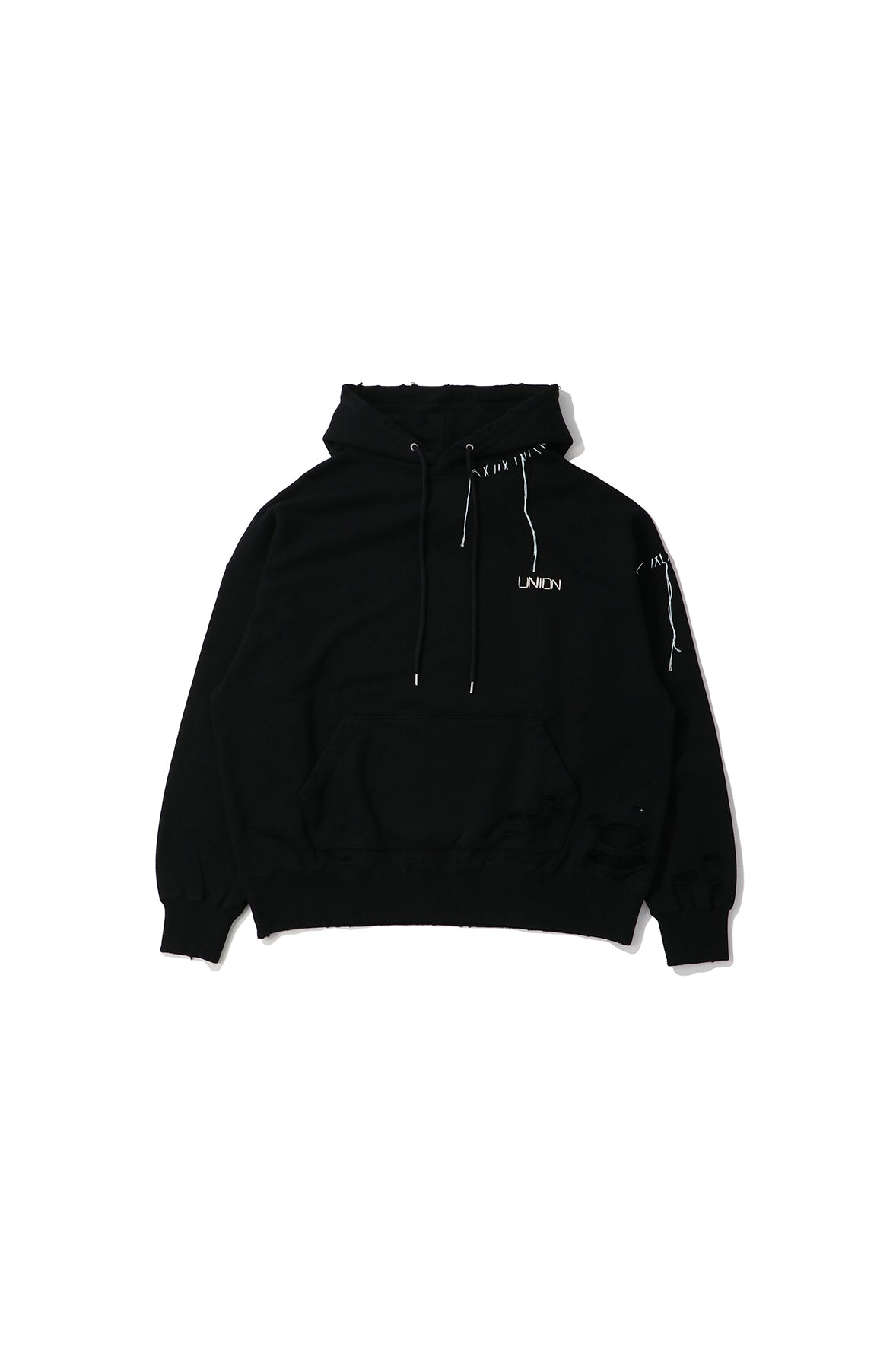 UNION LOOPING DAMAGE HOODIE｜BLACK