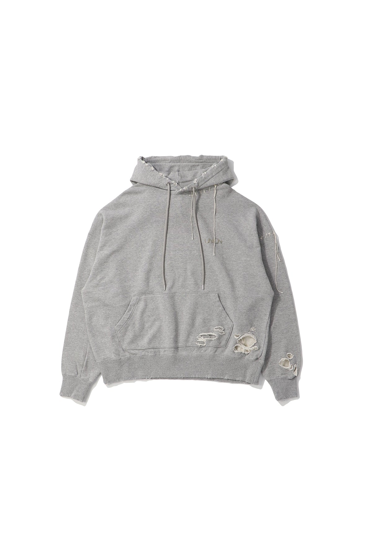 UNION LOOPING DAMAGE HOODIE｜GRAY