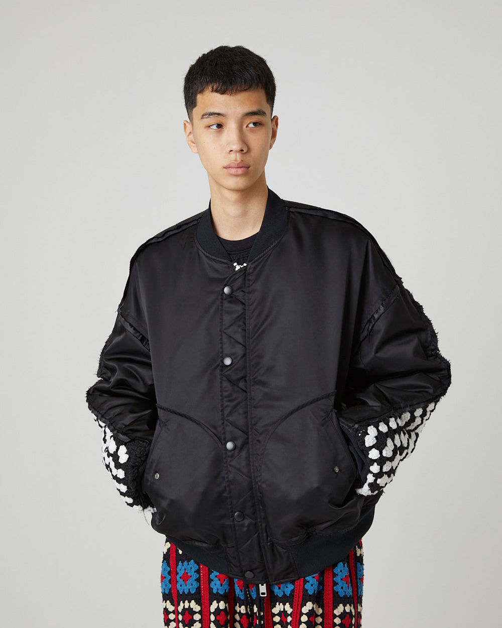 CROCHET SLEEVE MA-1｜BLACK×BLACK