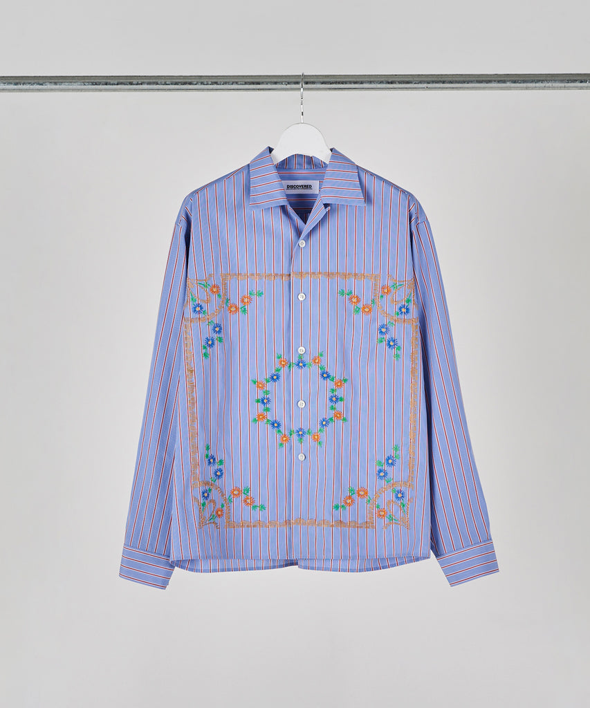 Flower embroidery shirt G.BLUE | hartwellspremium.com