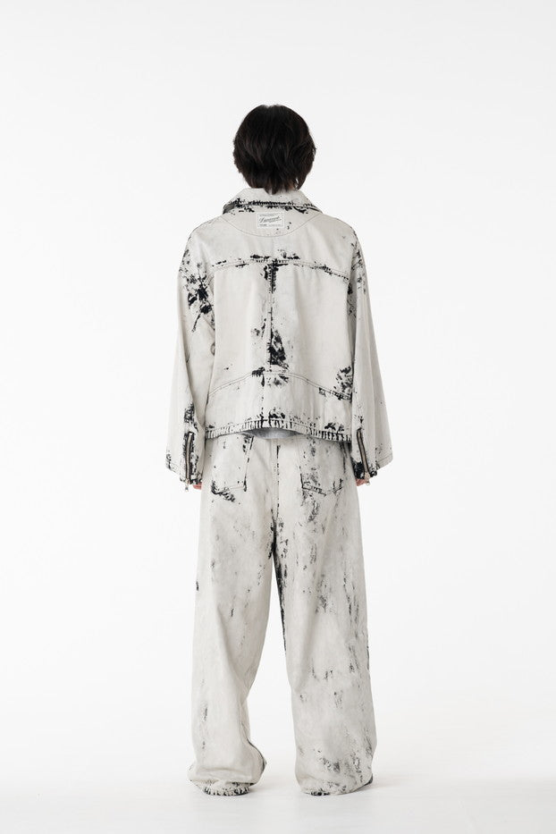 BLACK BLEACH W RIDERS BLOUSON｜WHITE-thumbmail-5