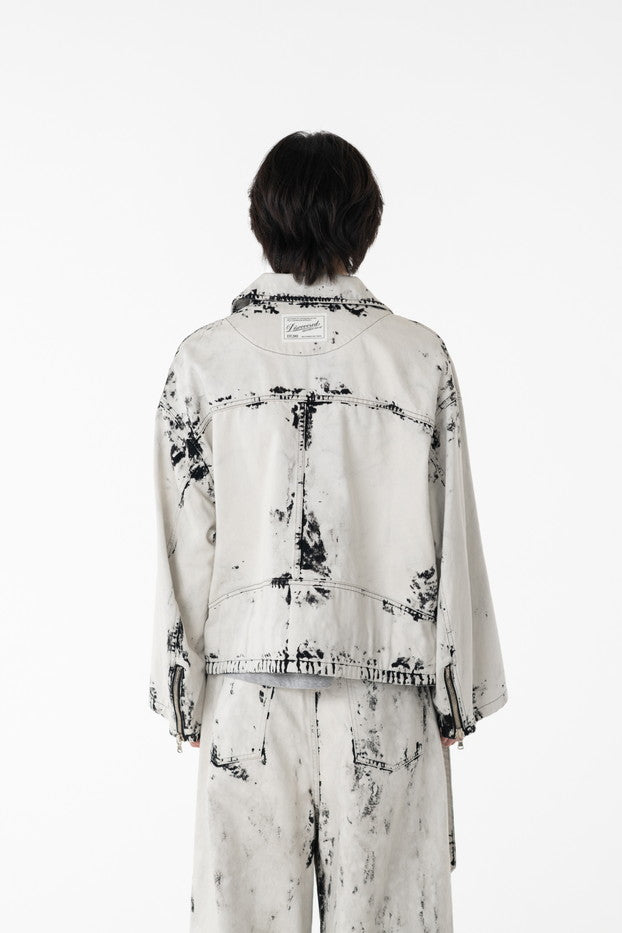 BLACK BLEACH W RIDERS BLOUSON｜WHITE-thumbmail-3
