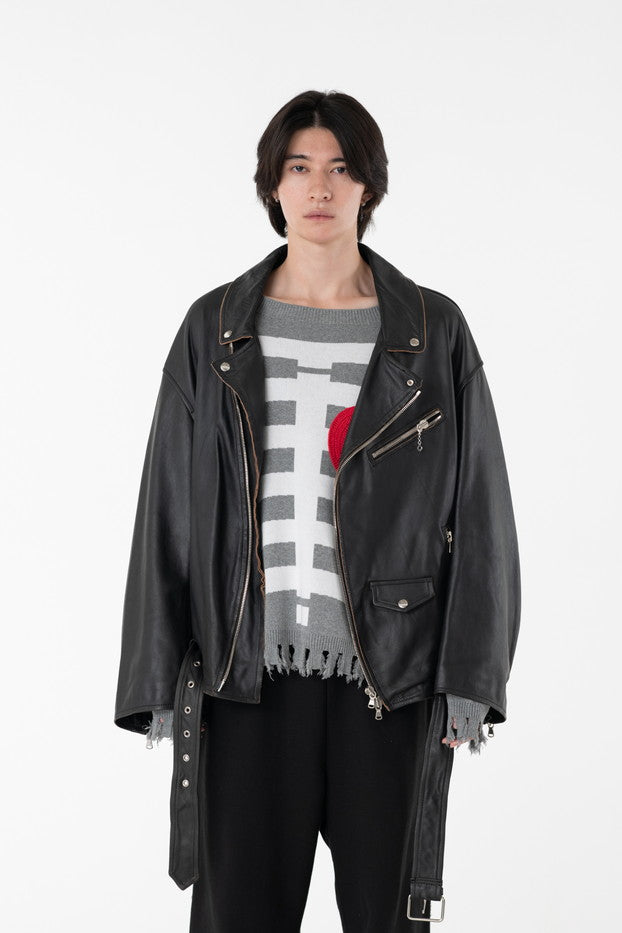 LEATHER W RIDERS BLOUSON