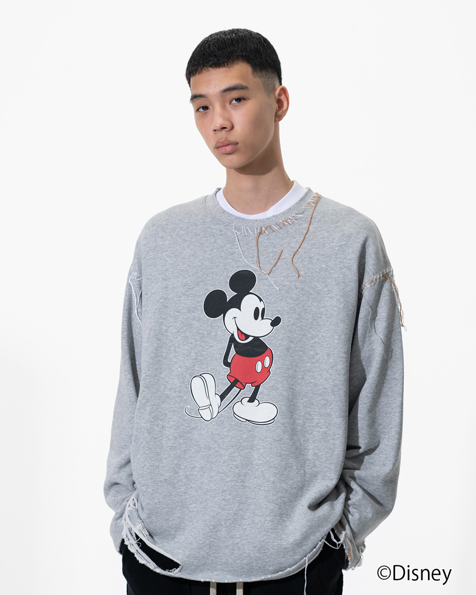 予約商品】< Mickey > Looping Damage Cutsewn｜GRAY– DISCOVERED