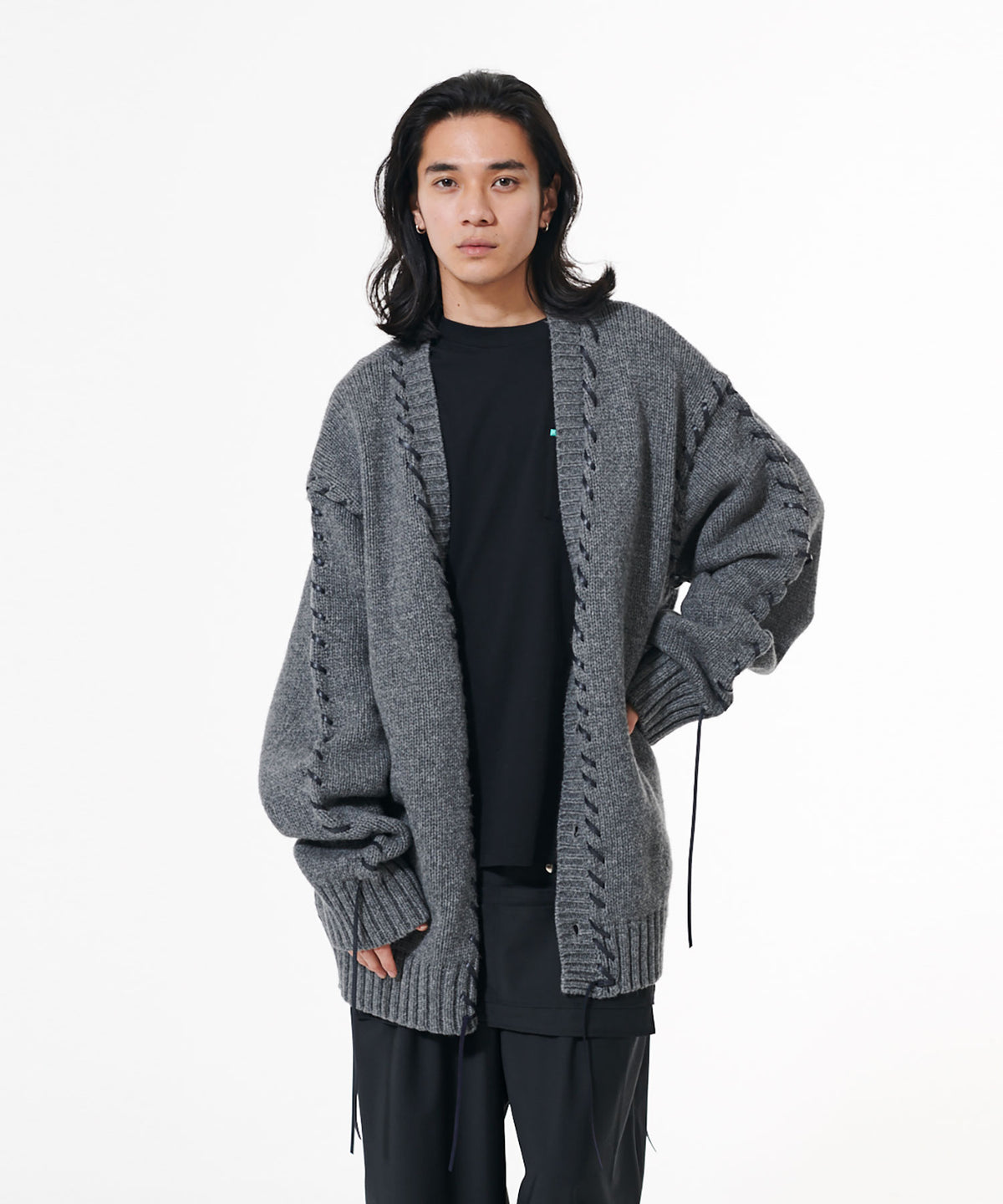 LOOPING KNIT CARDIGAN [GRAY]