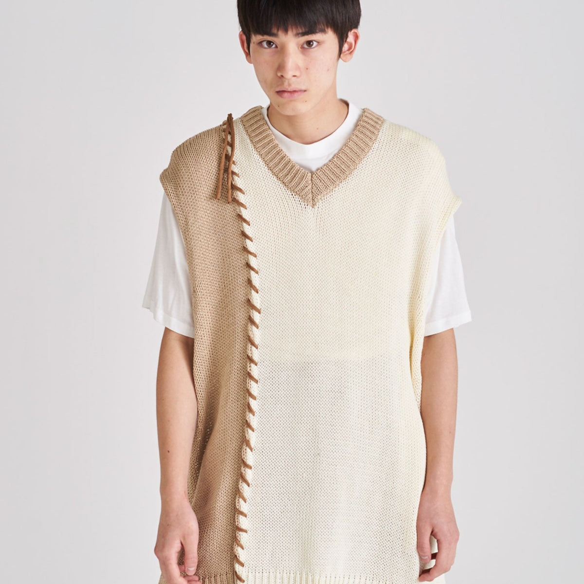 BRANKET STITCH COTTON KNIT VEST｜DISCOVERED